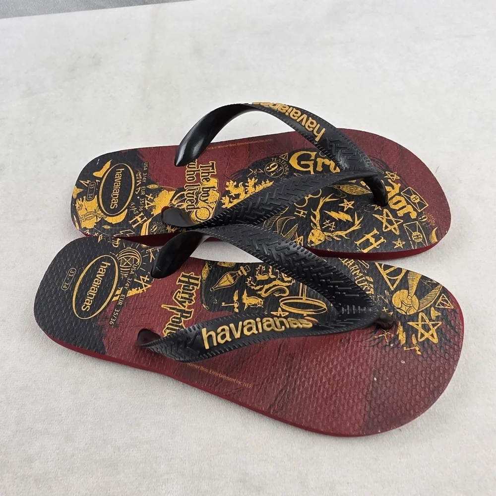 Havaianas Harry Potter Griffindor Flip Flops Kids Size 3-4 Adults 35-36 (4.5-5.5